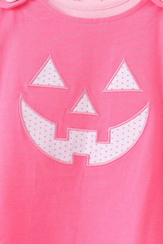 Pink Jack-O-Lantern Applique 2Pc Dress Set