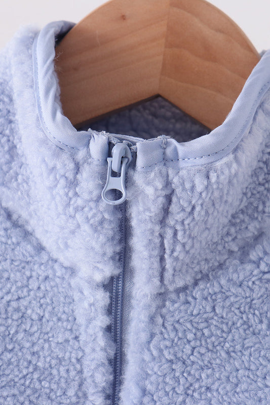 Blue Fleece Zipper Jacket