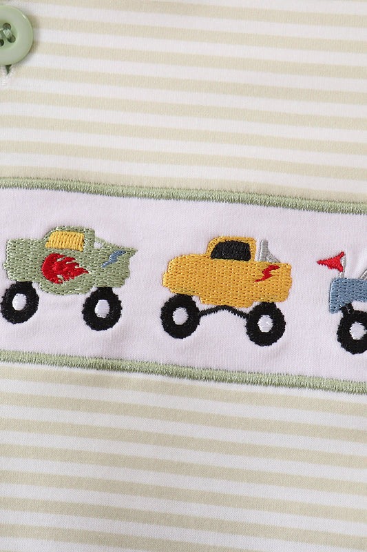 Monster Truck Embroidery Stripe Bubble
