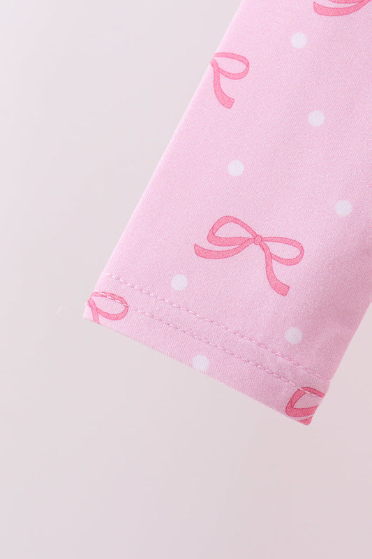 Pink Bow Print Pants Set