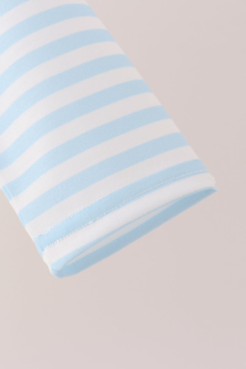 Blue Airplane Embroidery Stripe Vest Set