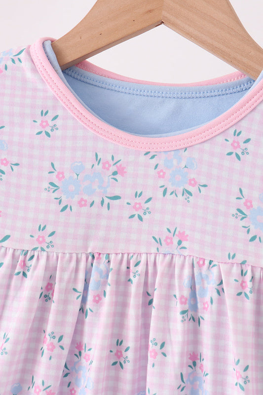 Pink Floral Bow 2Pc Set