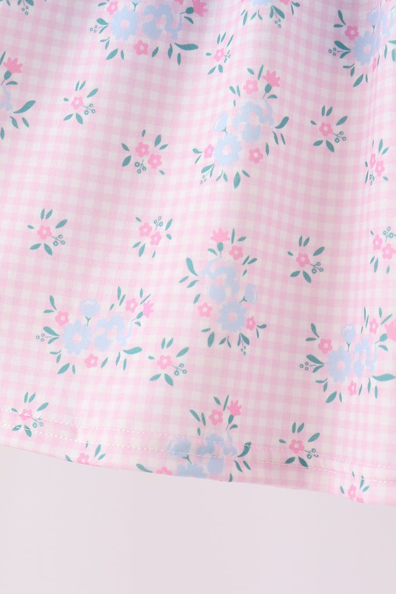 Pink Floral Bow 2Pc Set