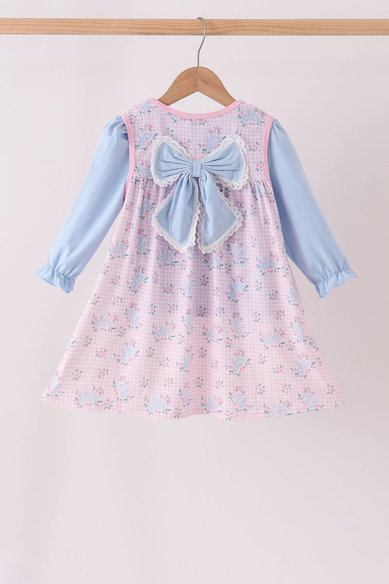 Pink Floral Bow 2Pc Set