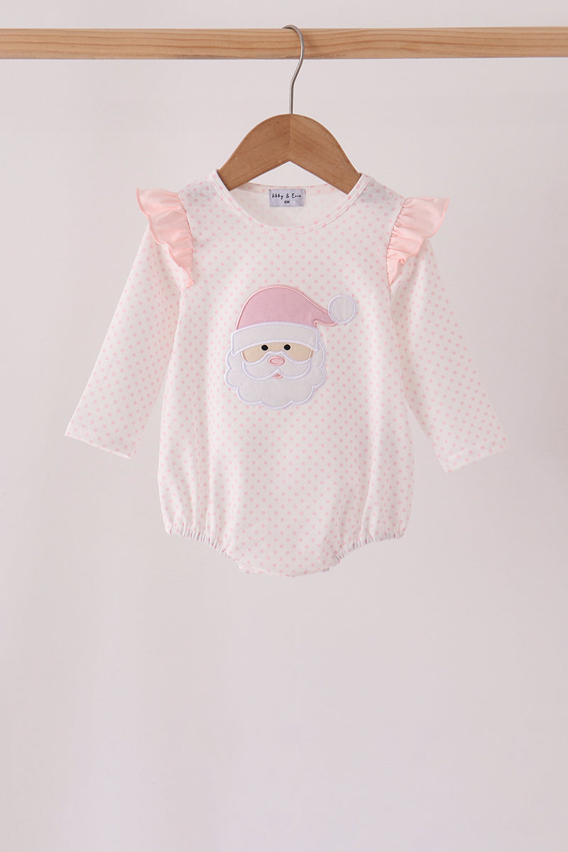 Pink Santa Claus Dot Applique Ruffle Bubble