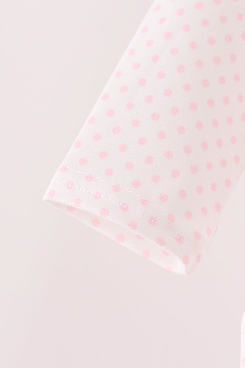 Pink Santa Claus Dot Applique Ruffle Bubble