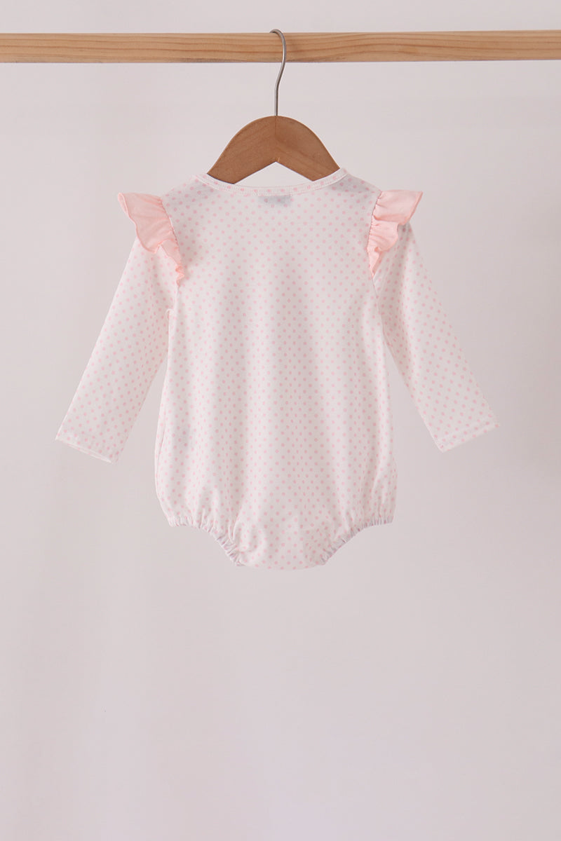 Pink Santa Claus Dot Applique Ruffle Bubble