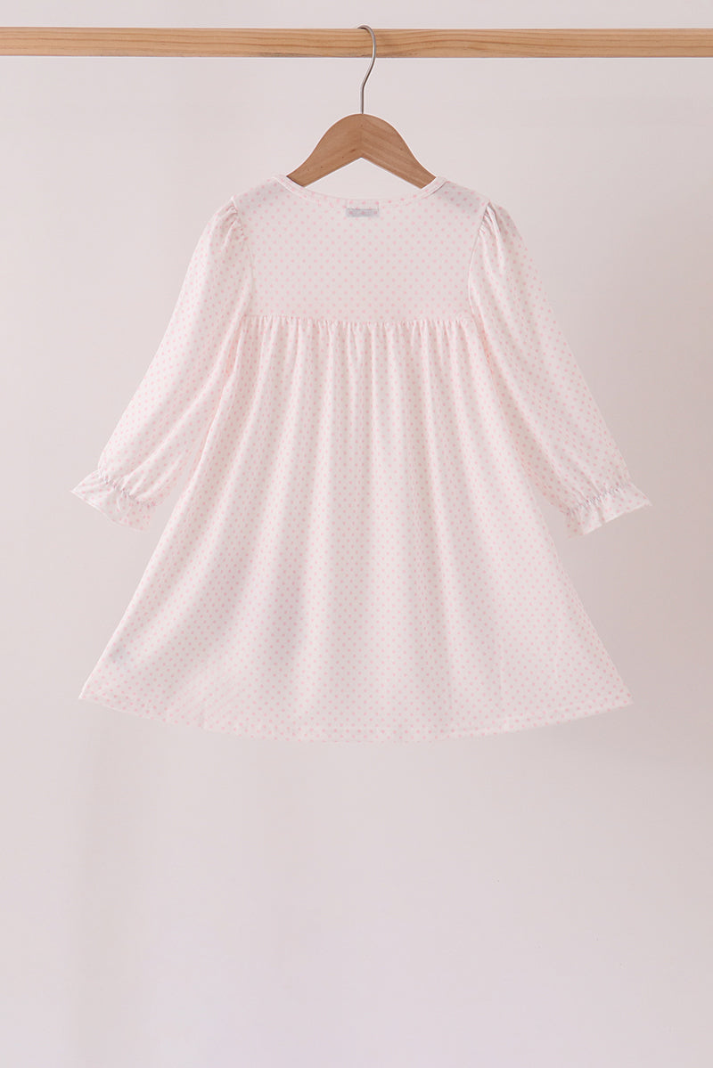 Pink Santa Claus Dot Applique Ruffle Dress