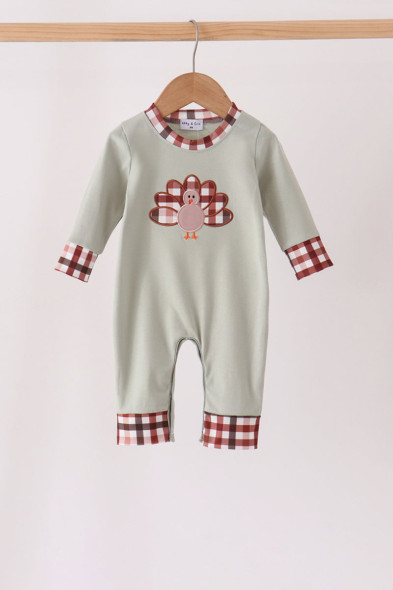 Sage Turkey Applique Romper