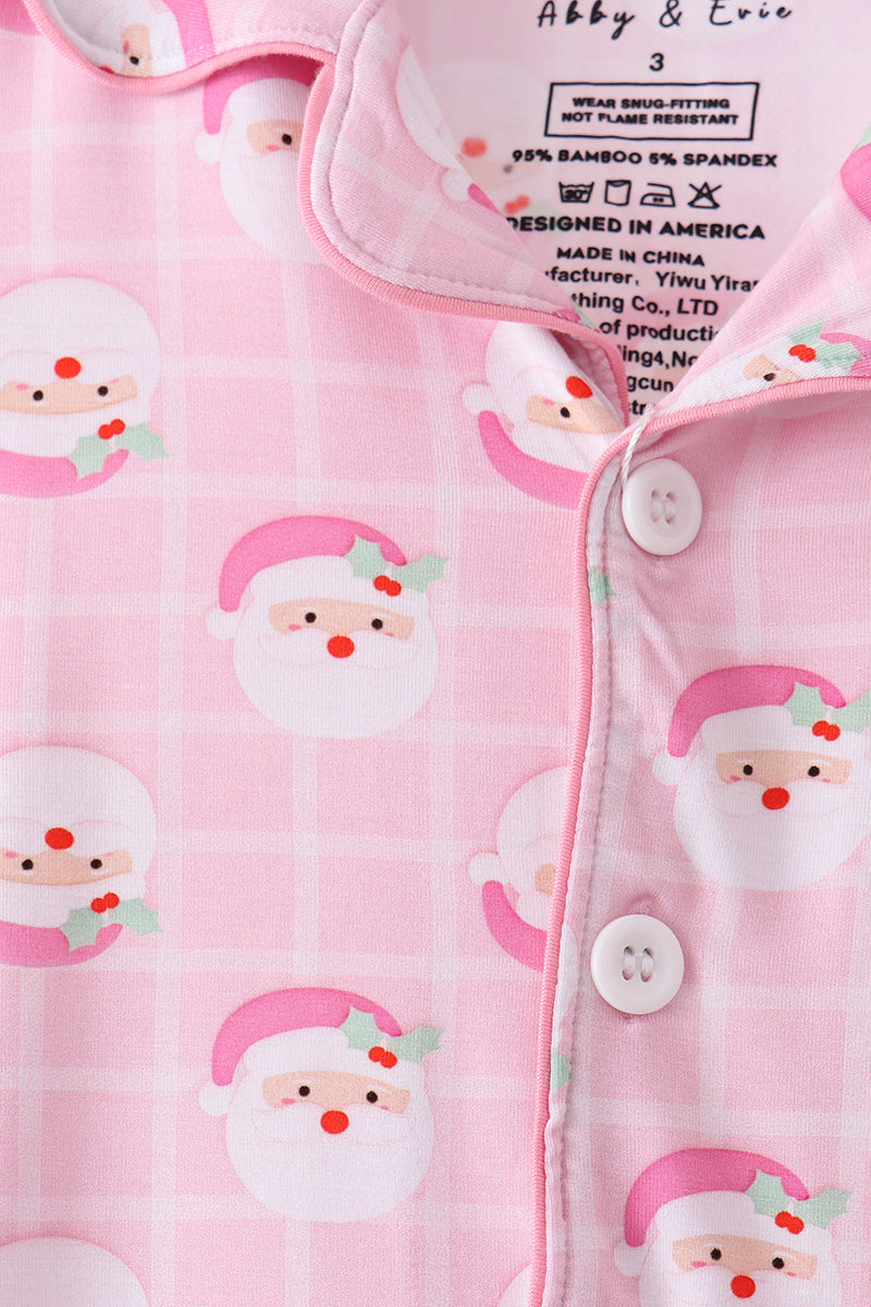 Pink Santa Bamboo Pajama Set