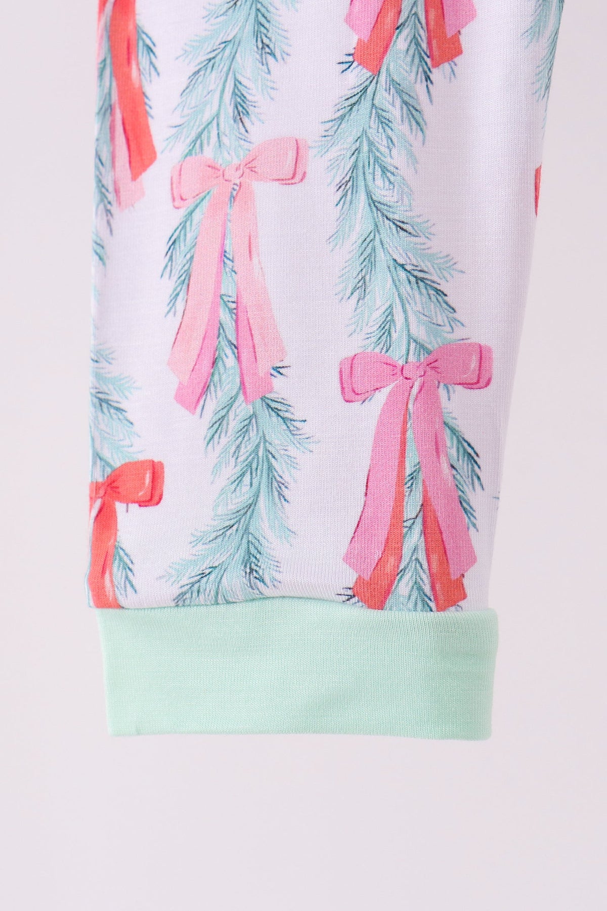 Green Bow Christmas Tree Bamboo Pants Set