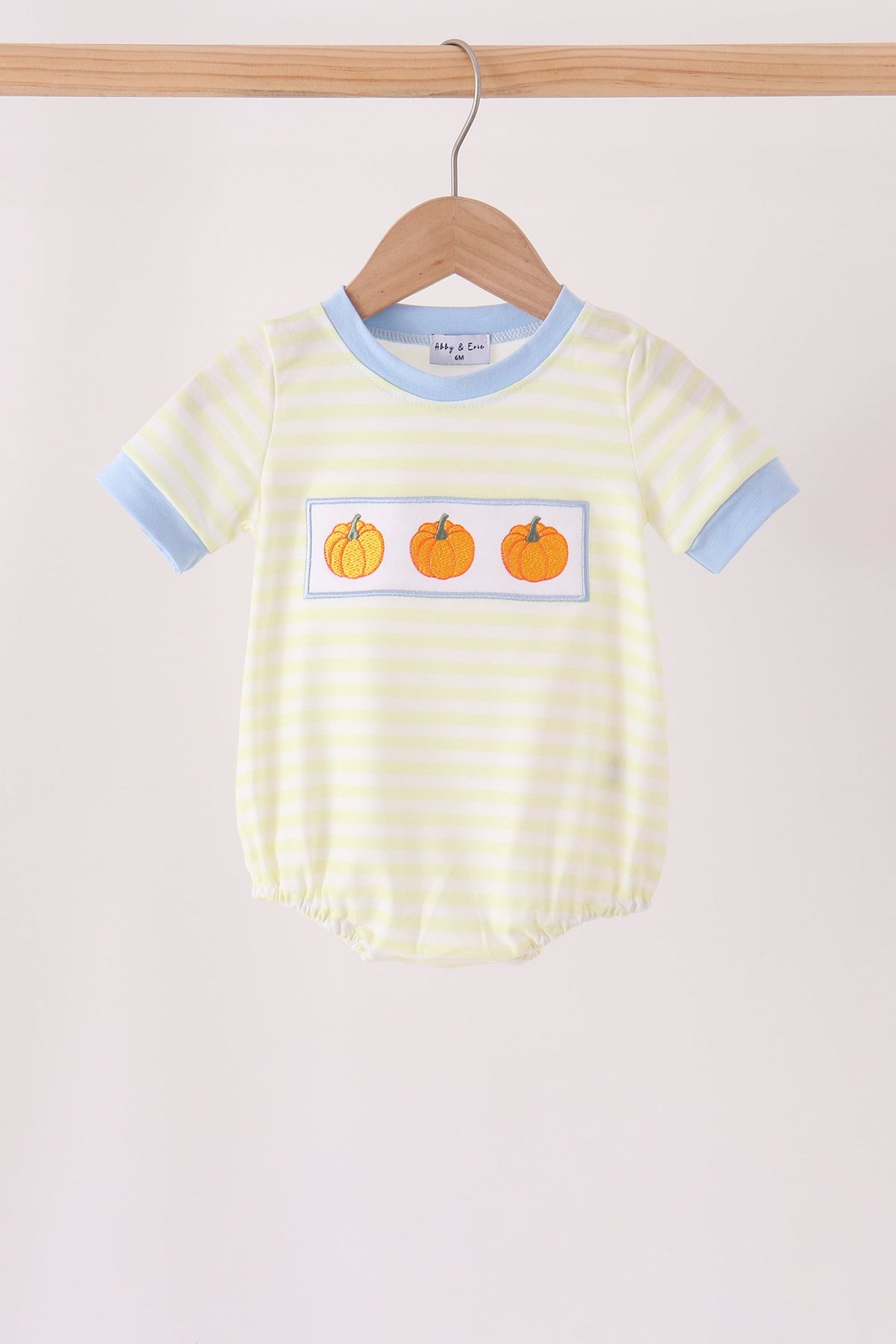 Yellow Stripe Pumpkin Embroidery Bubble