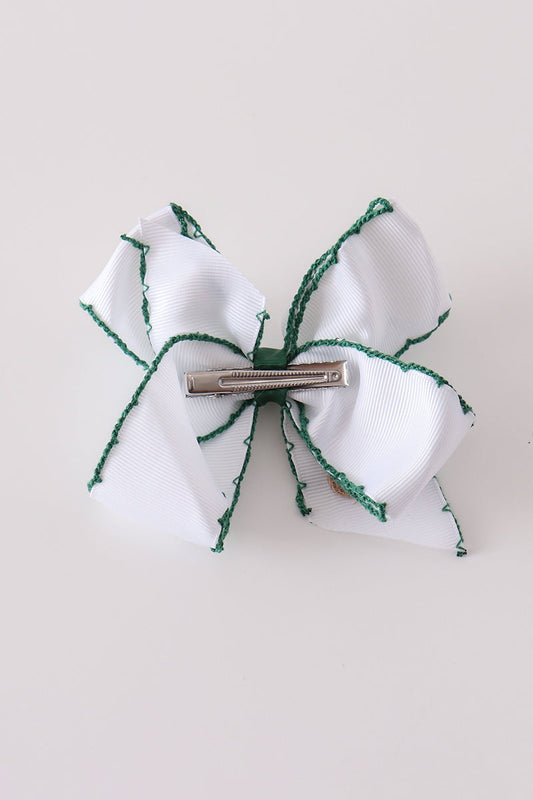 Forest Reindeer Embroidery Crochet Edge Hair Bow