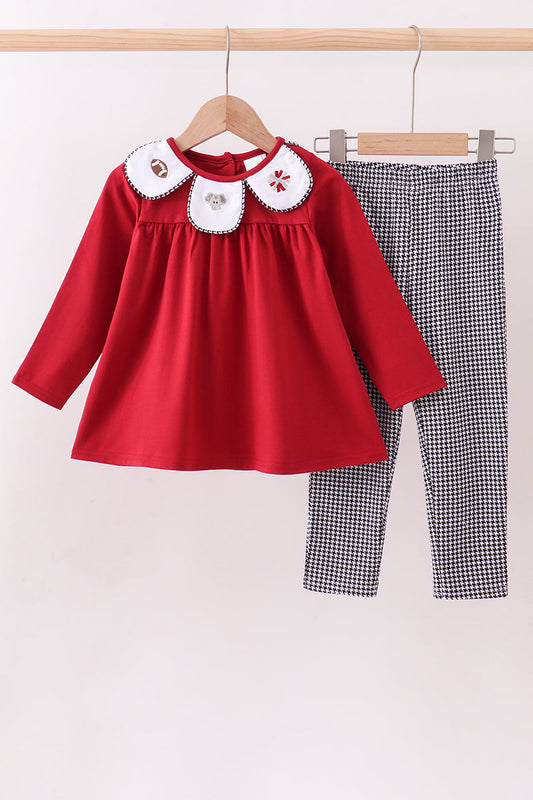 Alabama Elephant Football Embroidery Gingham Pants Set