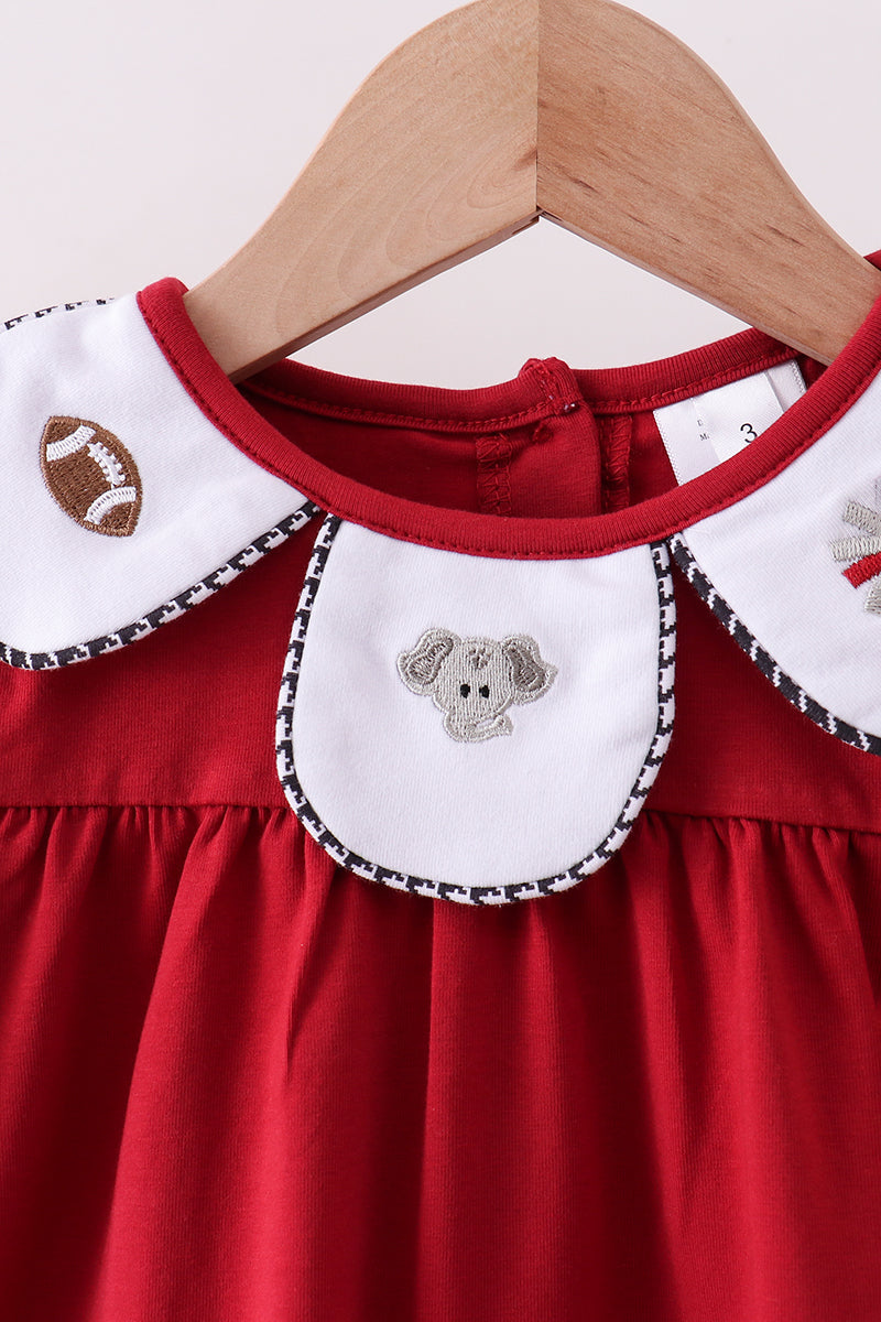 Alabama Elephant Football Embroidery Gingham Pants Set