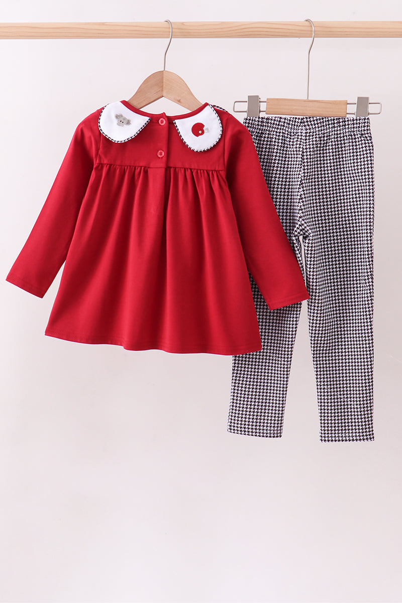 Alabama Elephant Football Embroidery Gingham Pants Set