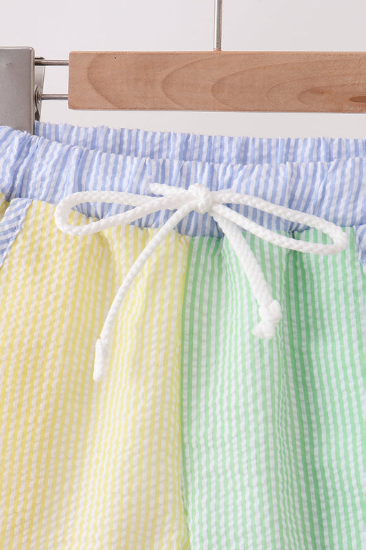 Yellow&Green Seersucker Shorts