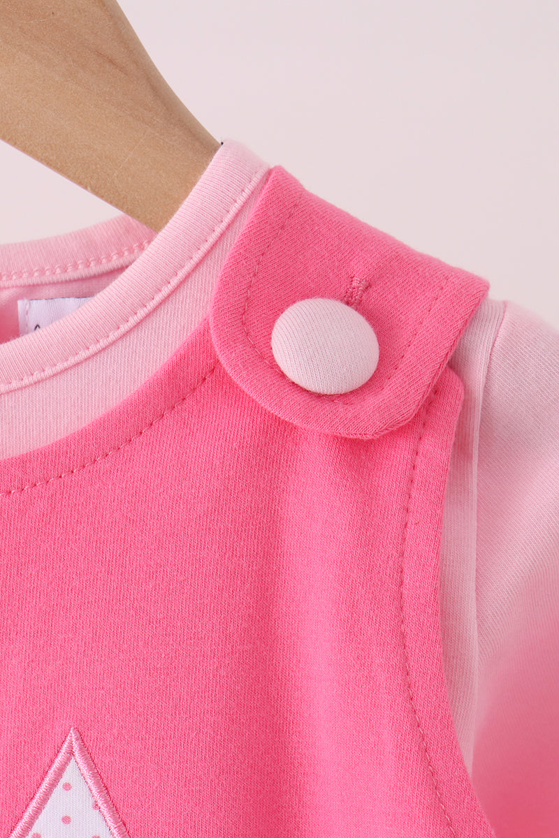 Pink Jack-O-Lantern Applique 2Pc Dress Set