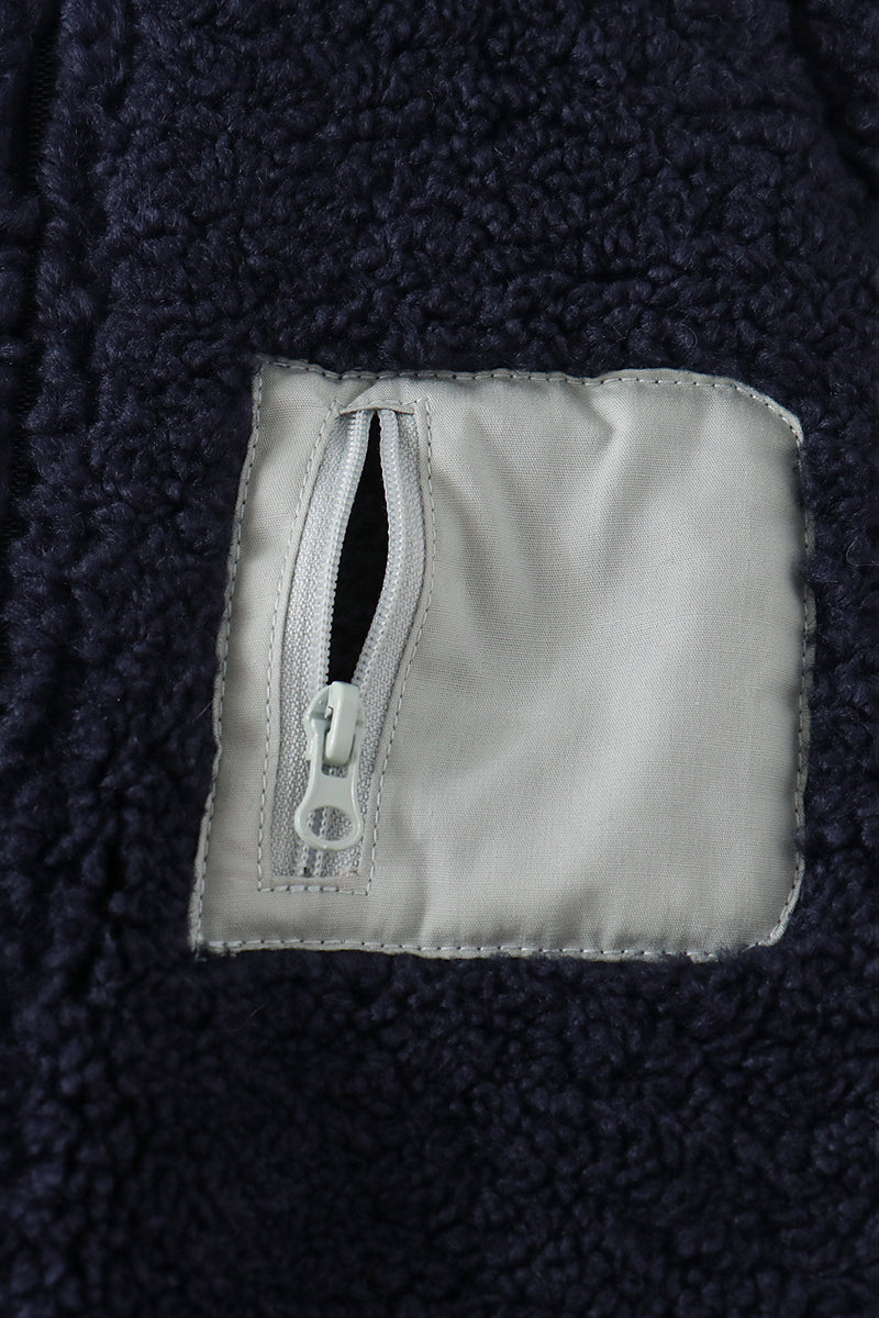 Navy Fleece Zipper Jacket