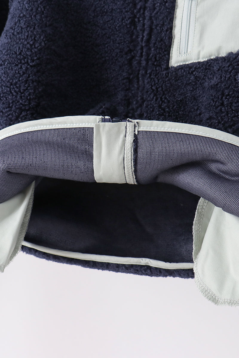 Navy Fleece Zipper Jacket