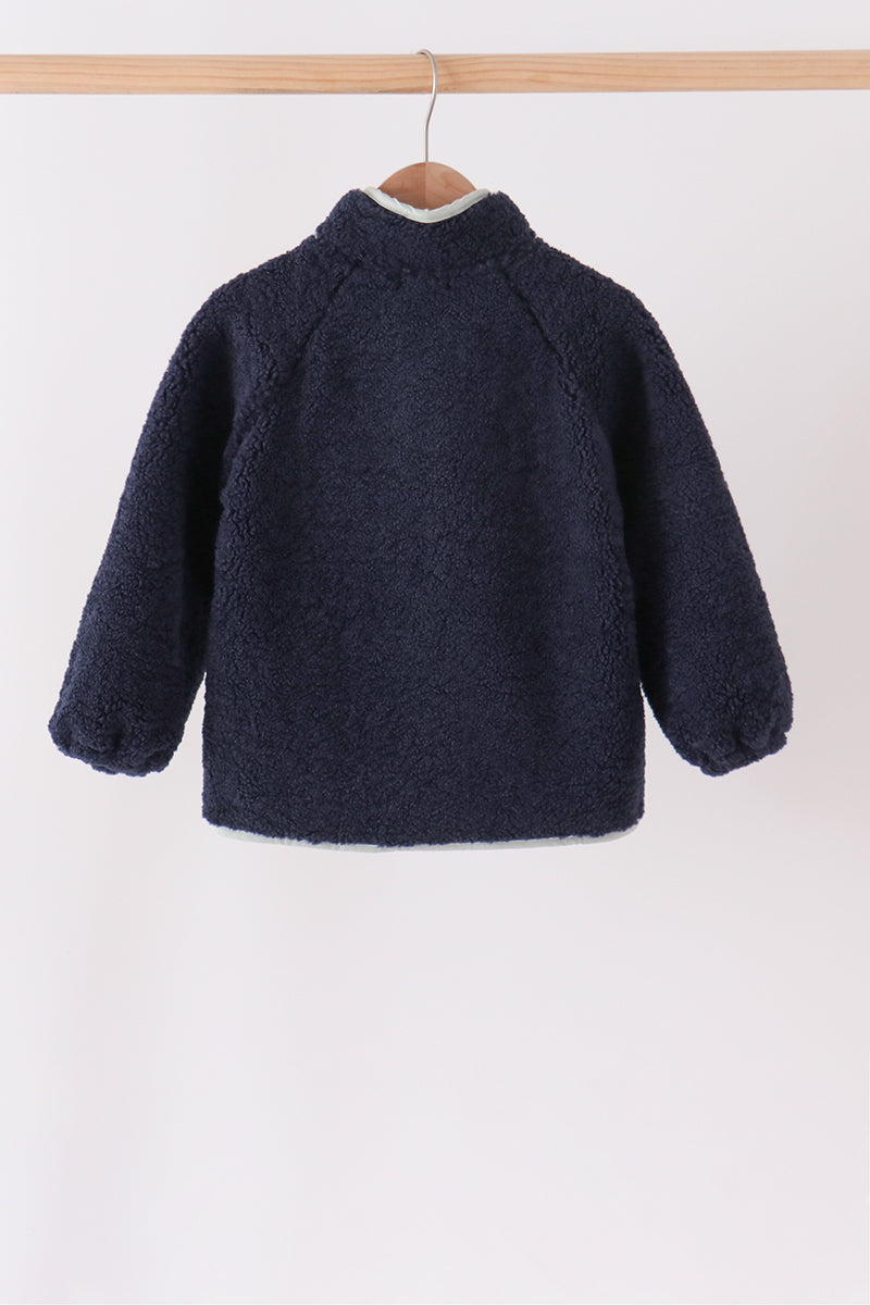 Navy Fleece Zipper Jacket
