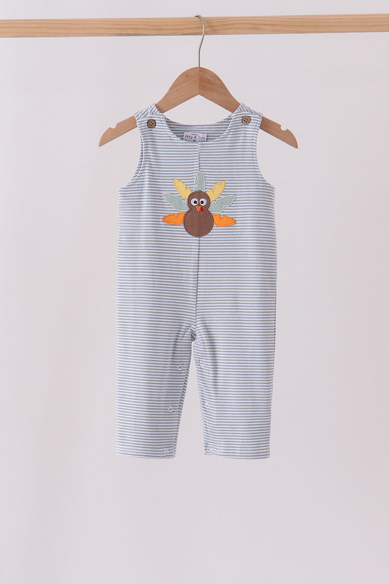 Sage Turkey Embroidery Stripe Jon Jon