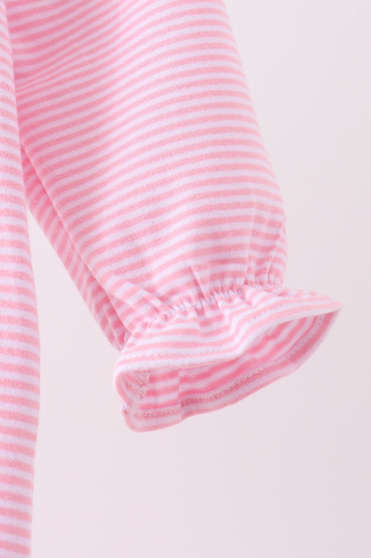 Pink Turkey Embroidery Stripe Romper