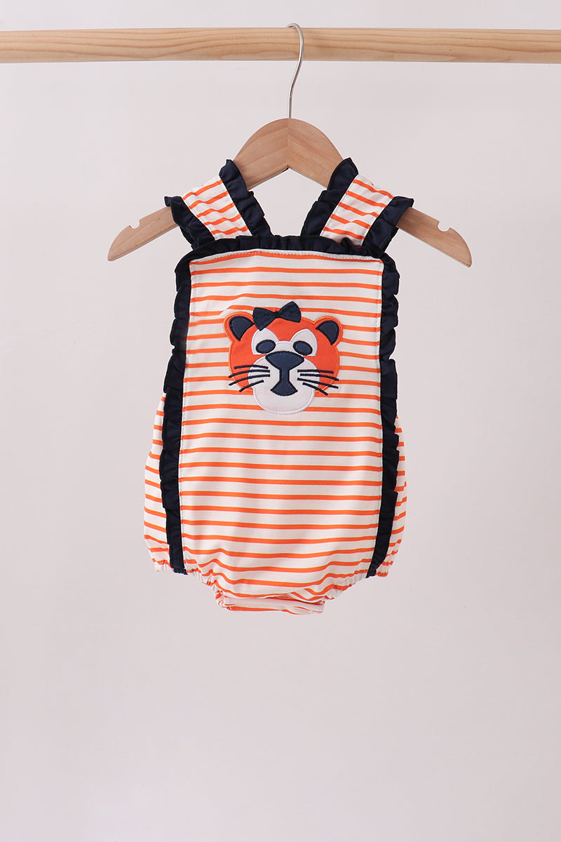 Auburn Tiger Applique Ruffle Stripe Bubble