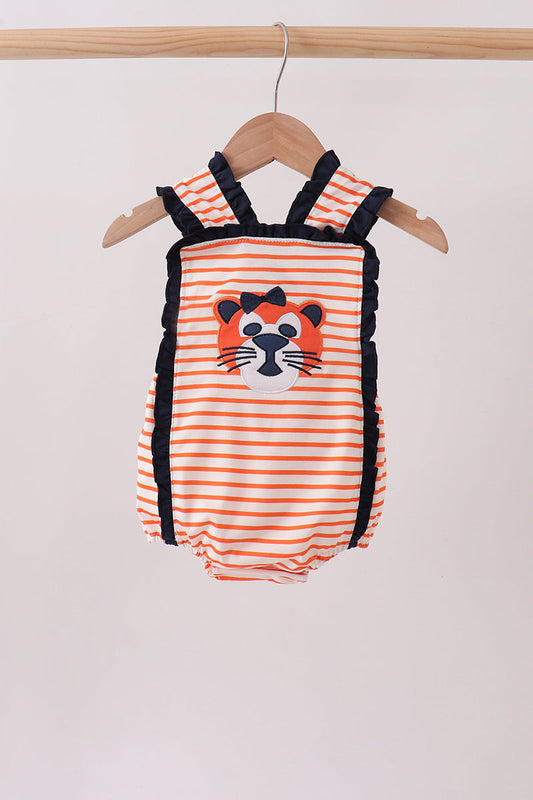 Auburn Tiger Applique Ruffle Stripe Bubble
