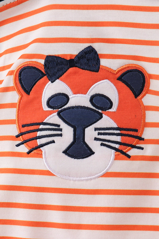 Auburn Tiger Applique Ruffle Stripe Bubble