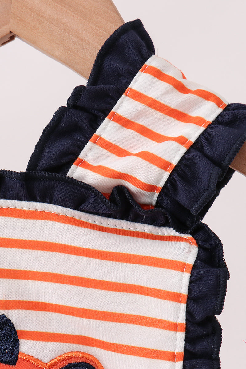Auburn Tiger Applique Ruffle Stripe Bubble