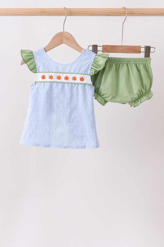 Blue Pumpkin Embroidery Jacquard Ruffle Bloomer Set