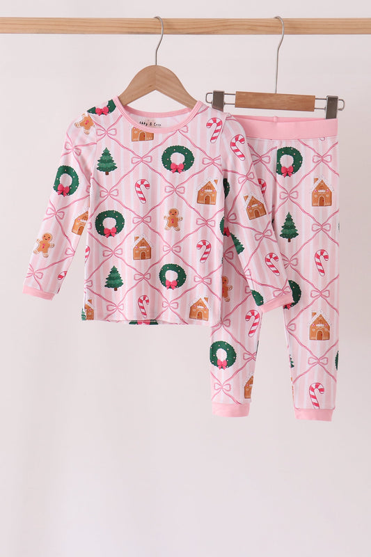 Pink Christmas Tree Bamboo Mom&Me Pajama Set