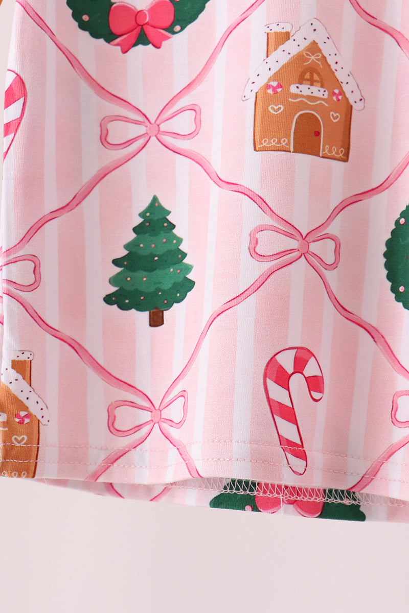 Pink Christmas Tree Bamboo Mom&Me Pajama Set