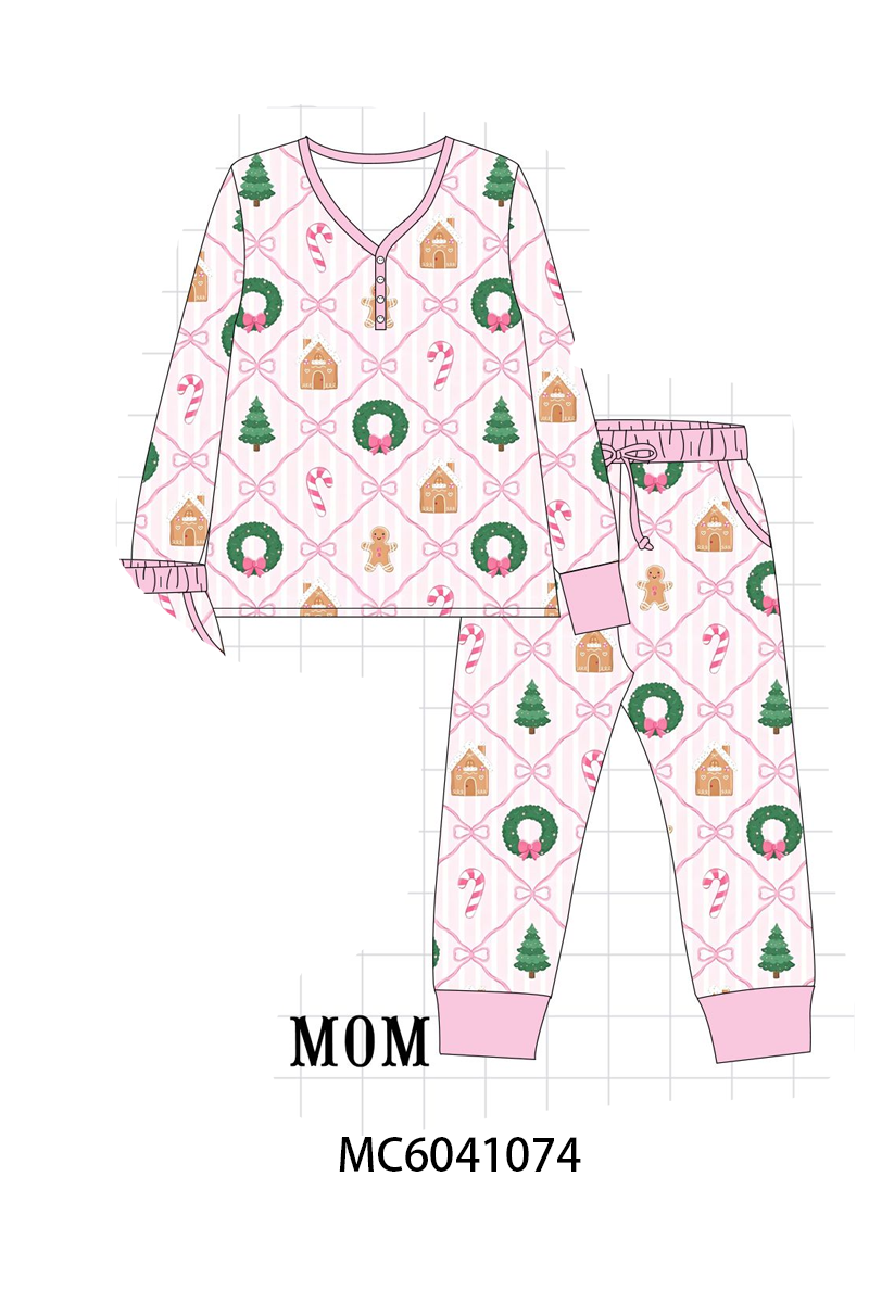 Pink Christmas Tree Bamboo Mom&Me Pajama Set