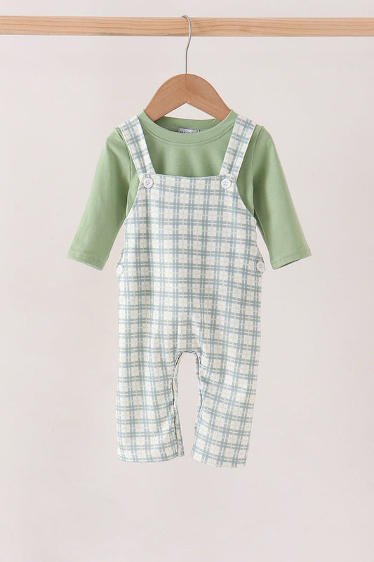 Sage Plaid 2Pc Romper Set