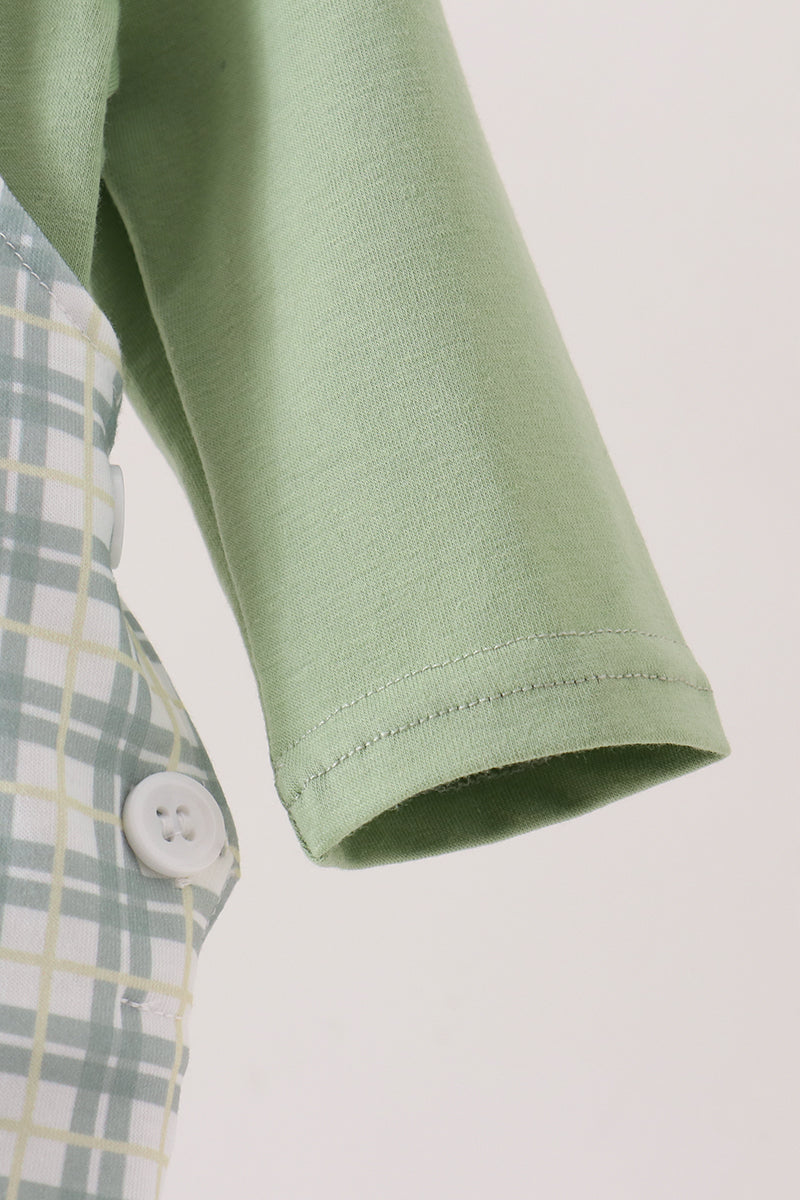 Sage Plaid 2Pc Romper Set