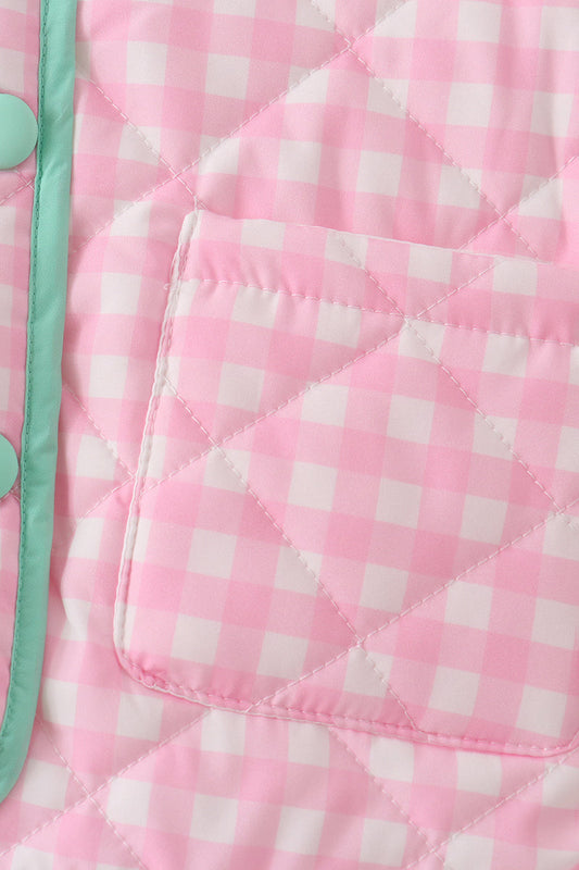 Pink Hydrangea Gingham Ruffle Jacket