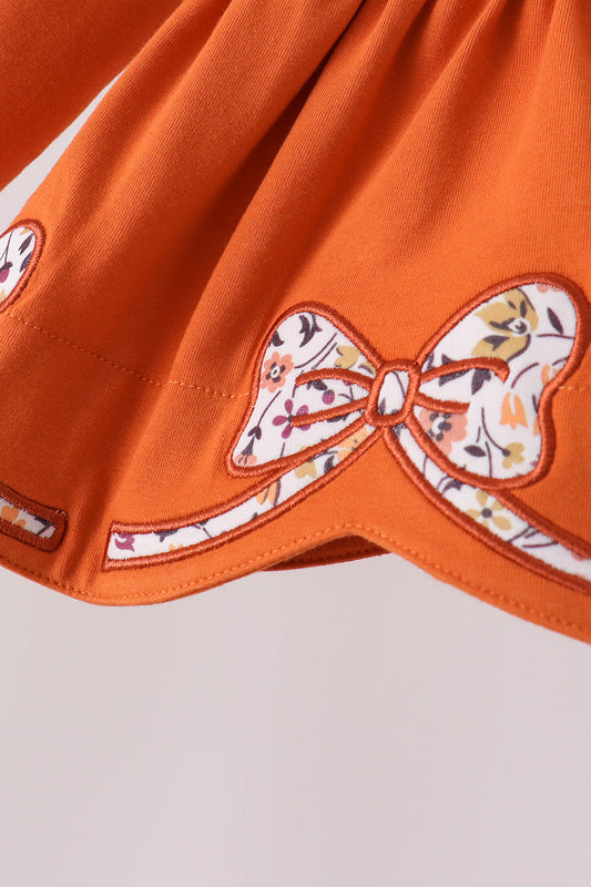 Orange Floral Ruffle Bloomer Set
