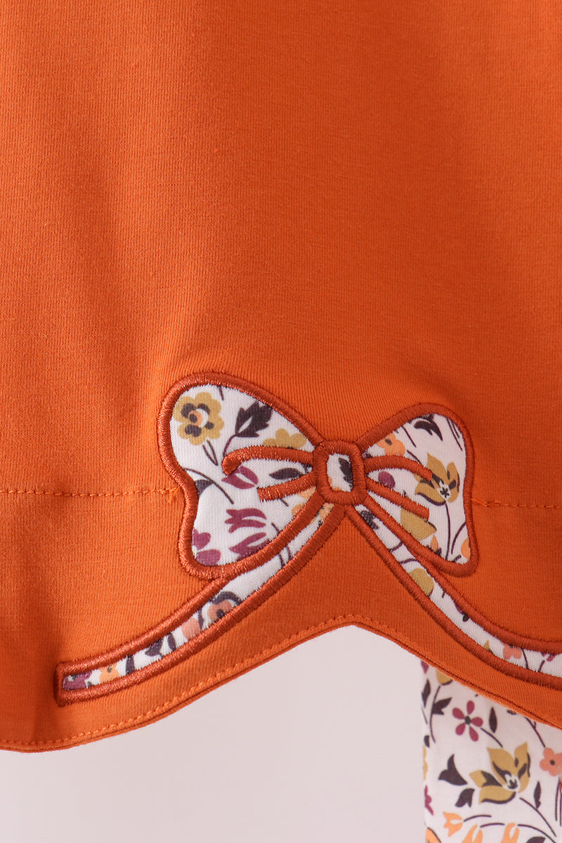 Orange Floral Ruffle Pants Set