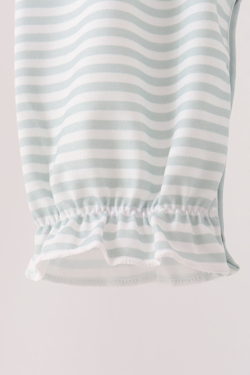 Sage Santa Applique Stripe Romper