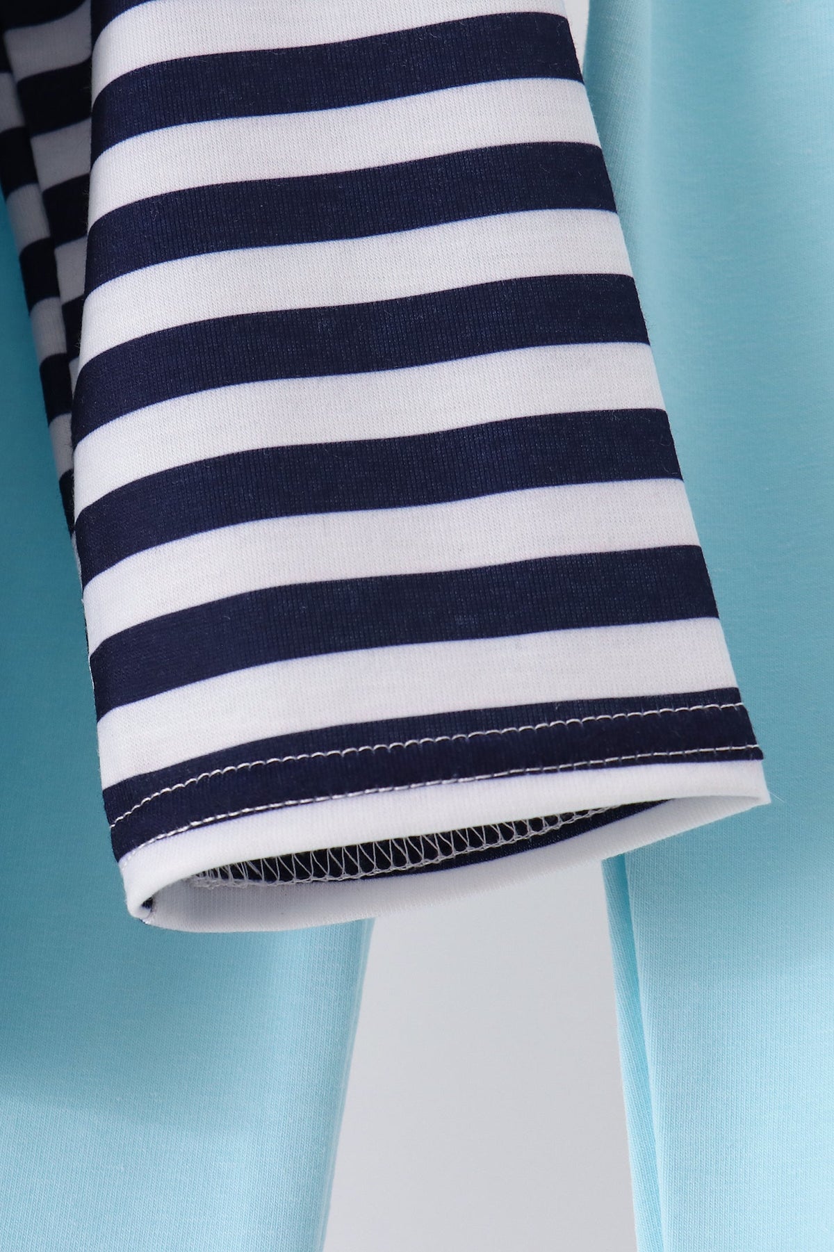 Blue Train Embroidery Stripe Pants Set