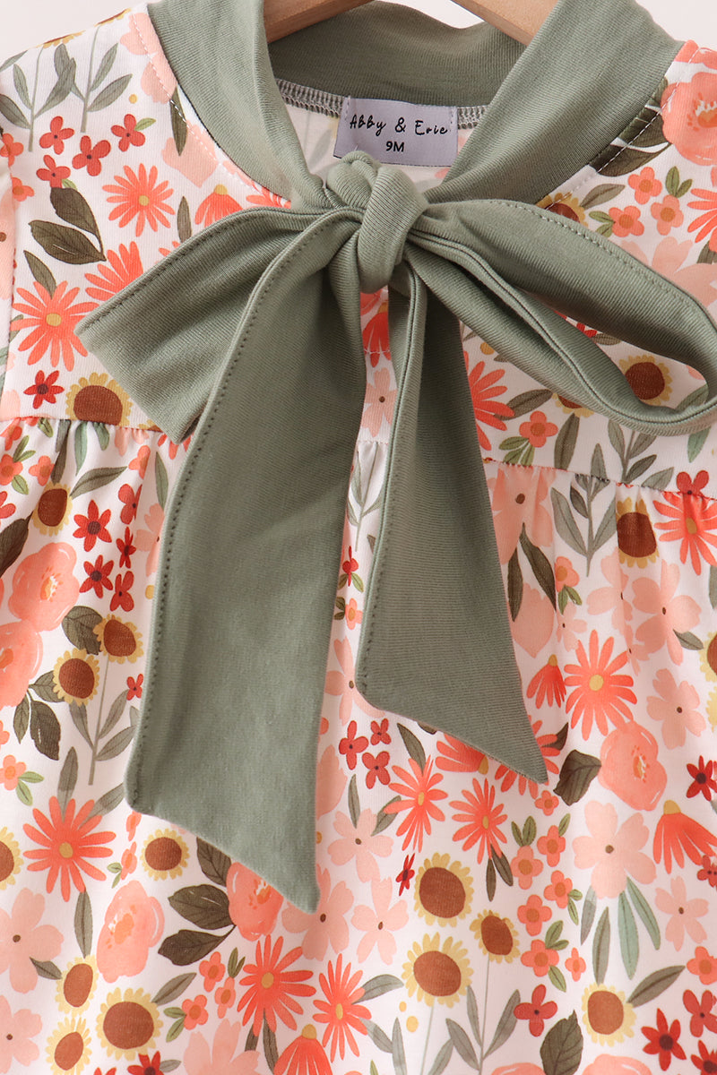 Green Floral Bow Bloomer Set