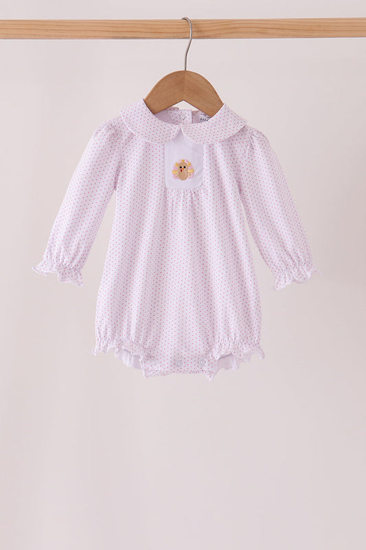 Pink Dot Turkey Embroidery Ruffle Bubble