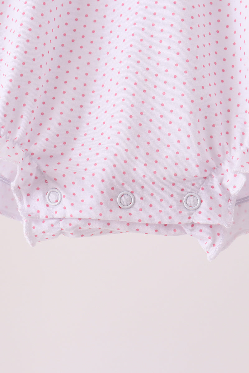 Pink Dot Turkey Embroidery Ruffle Bubble