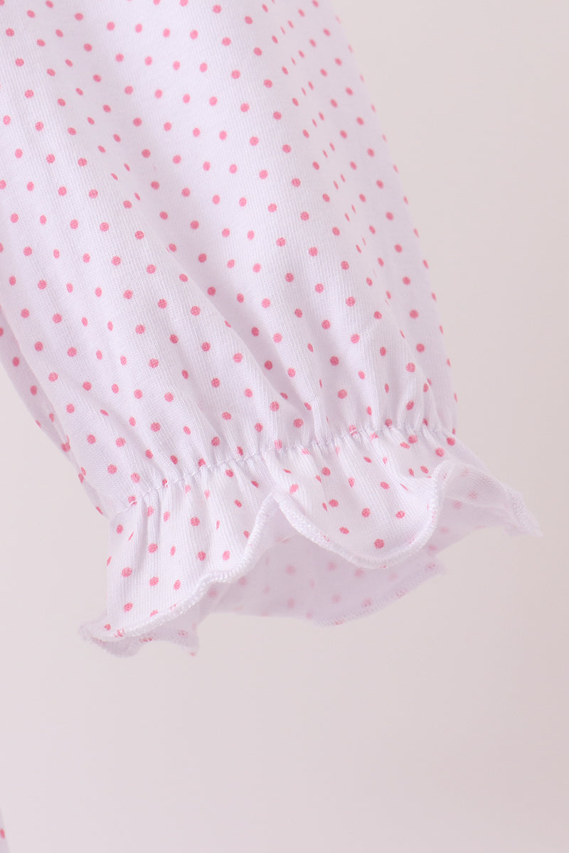 Pink Dot Turkey Embroidery Ruffle Bubble