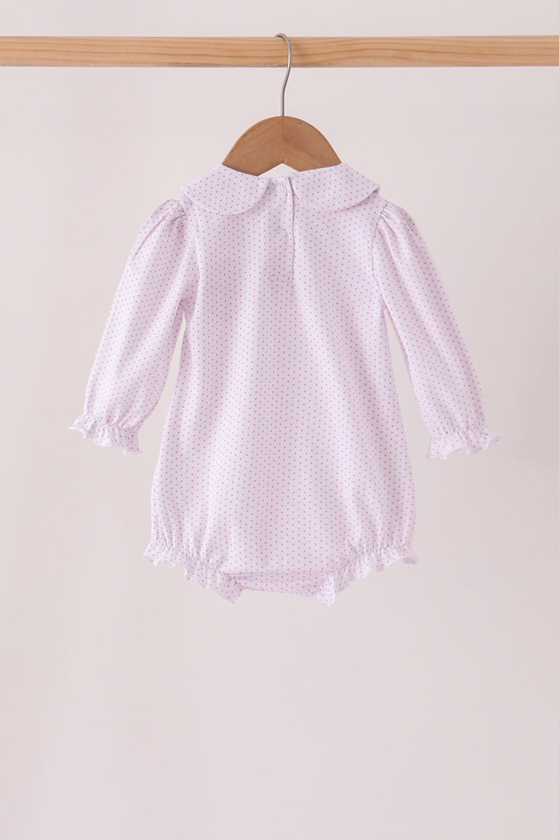Pink Dot Turkey Embroidery Ruffle Bubble