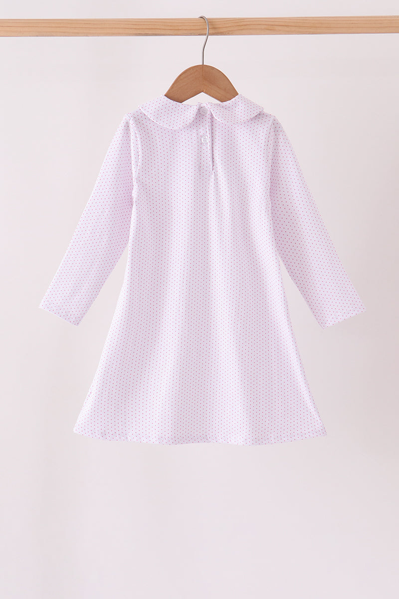 Pink Dot Turkey Embroidery Dress